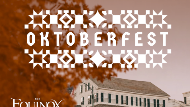 Octoberfest event promotion at The Equinox Golf Resort & Spa, featuring autumn scenery and traditional festive elements.