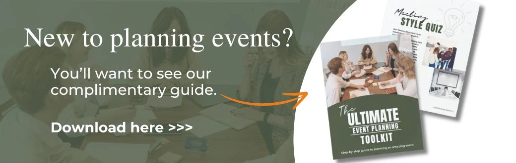 An advertisement for an event planning guide, asking if you're new to planning events, and suggesting you download their complimentary guide.